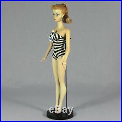 Vintage 1959 Barbie Ponytail #2 Blonde, Blue Eyeliner, TM Stand & Box Stunning