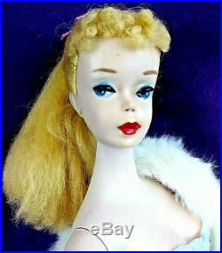 Vintage 1960 #3 Blond Ponytail Barbie TM Rare Blue Eyeliner, Peachy Skin OSS BIN