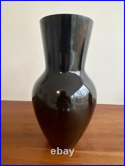 Vintage 1960's Japanese Kiyomizu-Ware Black Glazed Signed Vase