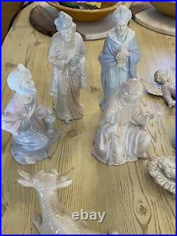 Vintage 1960s Nativity Set Valencia 13 Pc Porcelain by Roman Japan Christmas