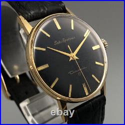 Vintage 1961 Seiko Sportsman 14083 EGP Black Dial Hand-winding Watch Japan #933