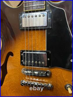 Vintage 1980s 1982 Ibanez AS100 Artist Sunburst MIJ Japan Guitar with Hard Case