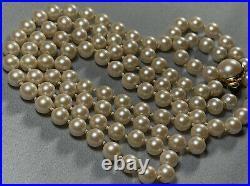 Vintage 6.5mm Cultured pearl necklace with large pearl box clasp 30