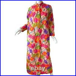 Vintage 70s Jean Atkins Japanese Psychedelic Quilted Caftan Dress Maxi XL