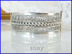 Vintage Antique Bold Sterling Silver 999 Cable Handmade Bangle Bracelet 7.5