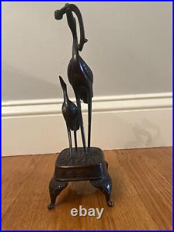 Vintage Antique Bronze Crane / Heron of Japan Original Sculpture Statue Figurine