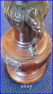 Vintage/Antique JAPANESE PERIOD BRONZE VASE TREE ELEPHANT HANDLE 6.25 1lb 4oz