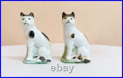 Vintage Antique Japan Porcelain Statue Cat Multi Colors Exquisite 10Cm Figurine