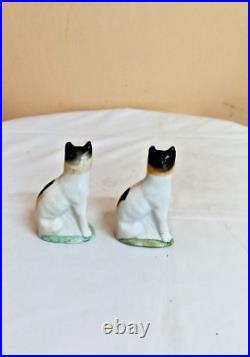 Vintage Antique Japan Porcelain Statue Cat Multi Colors Exquisite 10Cm Figurine