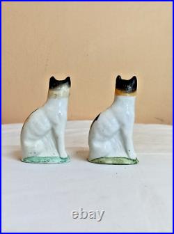 Vintage Antique Japan Porcelain Statue Cat Multi Colors Exquisite 10Cm Figurine