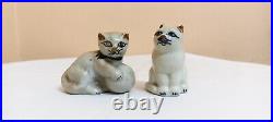 Vintage Antique Japan Porcelain Statue Cat Multi Colors Exquisite Figurine Old