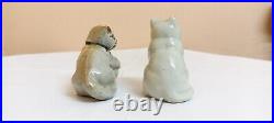 Vintage Antique Japan Porcelain Statue Cat Multi Colors Exquisite Figurine Old