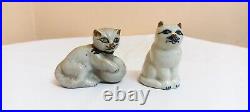 Vintage Antique Japan Porcelain Statue Cat Multi Colors Exquisite Figurine Old