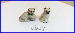 Vintage Antique Japan Porcelain Statue Cat Multi Colors Exquisite Figurine Old