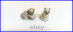 Vintage Antique Japan Porcelain Statue Cat Multi Colors Exquisite Figurine Old