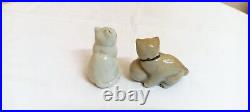 Vintage Antique Japan Porcelain Statue Cat Multi Colors Exquisite Figurine Old