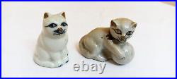 Vintage Antique Japan Porcelain Statue Cat Multi Colors Exquisite Figurine Old