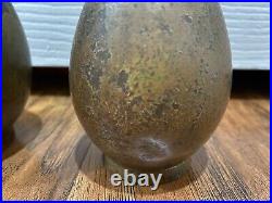 Vintage Antique Japanese Flower Vase Lot of (2) 6 & 9 Bronze