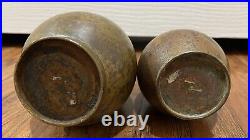 Vintage Antique Japanese Flower Vase Lot of (2) 6 & 9 Bronze