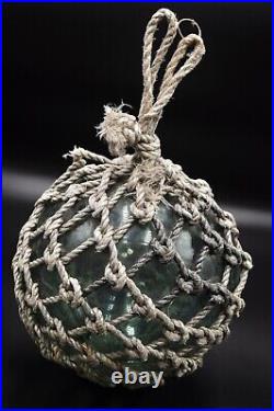 Vintage Antique Japanese Glass Fishing Floats Balls Buoy 10 Inches With Net