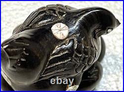 Vintage Antique Japanese Meiji Carved Wood Hen Signed Figurine Netsuke Old