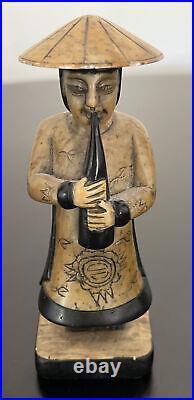 Vintage / Antique Japanese Street Musicians Stone Carved Figures Sculptures RARE