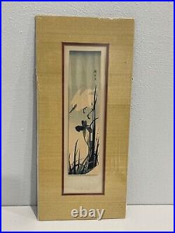 Vintage Antique Japanese Woodblock Print After Hiroshige White Heron and Iris