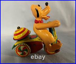 Vintage Antique LINEMAR Disney 1940's Pluto Tricycle wind-up Toy Japan RARE