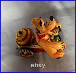 Vintage Antique LINEMAR Disney 1940's Pluto Tricycle wind-up Toy Japan RARE