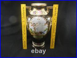 Vintage/Antique Noritake M Handpainted Floral Black Gold 12 1/2 H Vase Japan