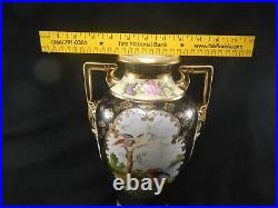 Vintage/Antique Noritake M Handpainted Floral Black Gold 12 1/2 H Vase Japan