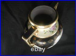 Vintage/Antique Noritake M Handpainted Floral Black Gold 12 1/2 H Vase Japan