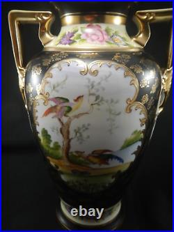 Vintage/Antique Noritake M Handpainted Floral Black Gold 12 1/2 H Vase Japan