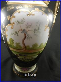 Vintage/Antique Noritake M Handpainted Floral Black Gold 12 1/2 H Vase Japan