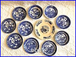 Vintage Antique Plates Porcelin Japan Blue White 11 Plates