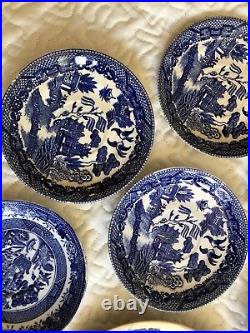 Vintage Antique Plates Porcelin Japan Blue White 11 Plates