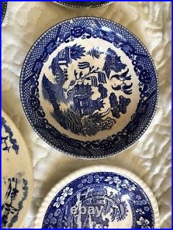 Vintage Antique Plates Porcelin Japan Blue White 11 Plates