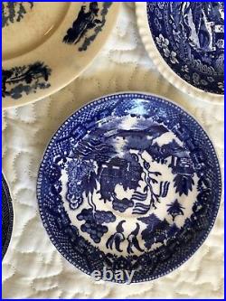 Vintage Antique Plates Porcelin Japan Blue White 11 Plates