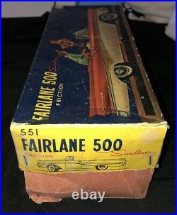 Vintage Antique Tin Bandai # 1957 FORD FAIRLANE 500 2-door Convertible With Box