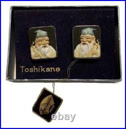 Vintage Antique Toshikane Japan Screw Back Earrings JUROJIN Original Box NOS
