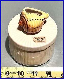 Vintage Antique Unused Japan Porcelain Shell Trinket Jewelry Dresser Box Holder