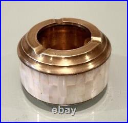 Vintage Antique Unused Of Mother Pearl Abalone Brass Cigarette Ashtray