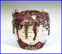 Vintage Awaji Pottery Drip Vase Japanese Wabi Sabi Zen Ikebana