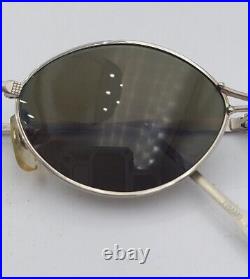 Vintage Bada BG-355 Silver Oval Metal Sunglasses Frames Japan