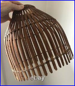 Vintage Bamboo Pendant Lamp Shade Asian Japanese Wooden Wicker Fish Trap Shade