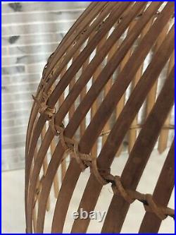 Vintage Bamboo Pendant Lamp Shade Asian Japanese Wooden Wicker Fish Trap Shade