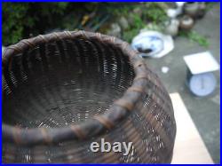 Vintage Bamboo basket Old Container Antique Japan H4inch