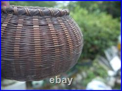 Vintage Bamboo basket Old Container Antique Japan H4inch