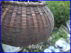 Vintage Bamboo basket Old Container Antique Japan H4inch