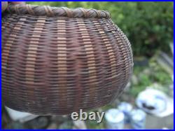 Vintage Bamboo basket Old Container Antique Japan H4inch